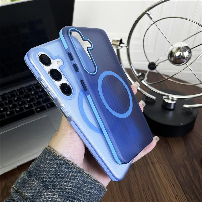 Translucent Matte Corrugated Magnetic Charging Case - Samsung