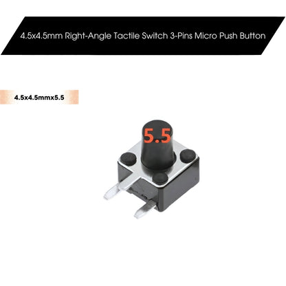 4.5x4.5mm Dip Right-Angle Tactile Switch 3-Pins Micro Push Button