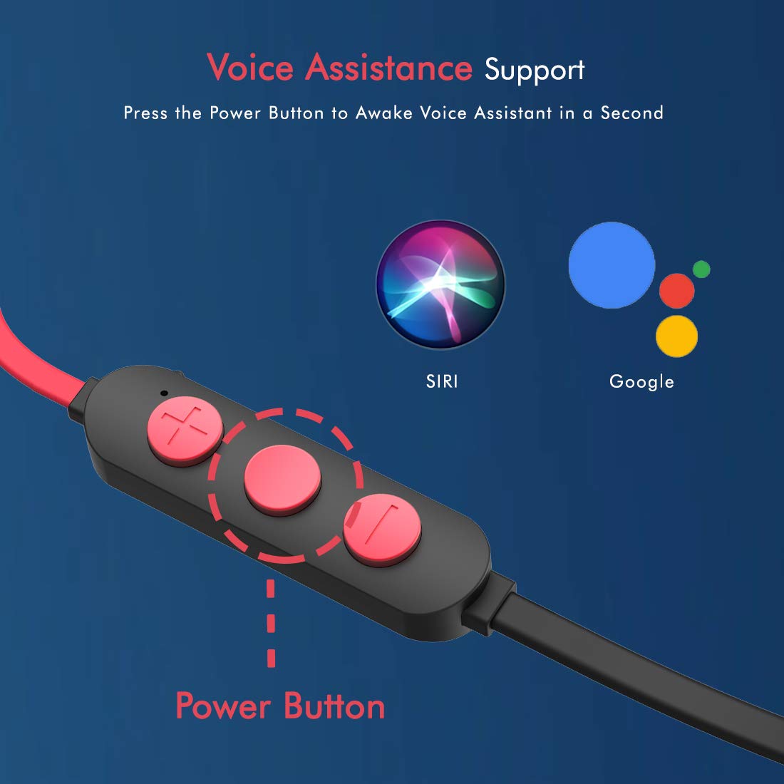 pTron Bassfest Plus Magnetic In-Ear Bluetooth 5.0 Wireless Headphones, Stereo Sound with Bass, IPX4 Water & Sweat Resistant, Voice Assistance, Ergonomic & Lightweight, Built-in Mic - (Black & Red)