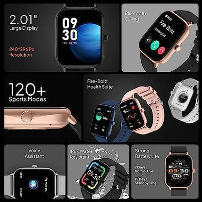 Fire-Boltt Ninja Call Pro Max 2.01” Display Smart Watch, Bluetooth Calling, 120+ Sports Modes, Health Suite, Voice Assistance