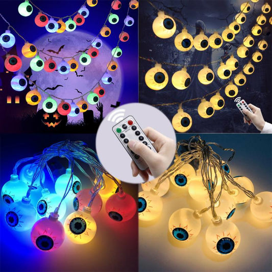 Halloween LED Eyeball Light String 10 Pcs LED Ghost Eye Light Warm Cold Colorful For Halloween Home Party Decor