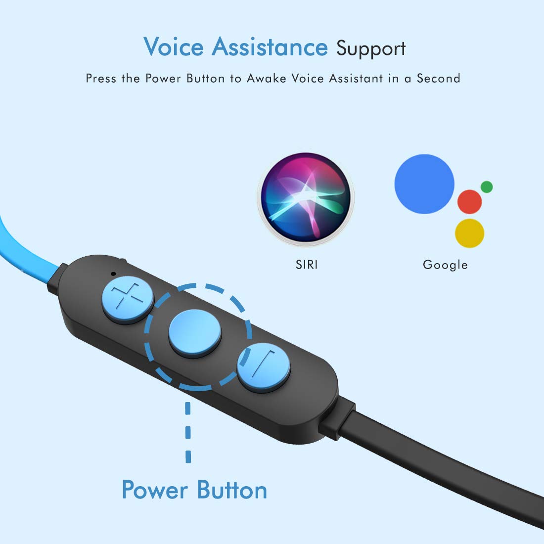 pTron Bassfest Plus Magnetic in-Ear Bluetooth 5.0 Wireless Headphones, Stereo Sound with Bass, IPX4 Water & Sweat Resistant, Voice Assistance, Ergonomic & Lightweight, Built-in Mic - (Black & Blue)