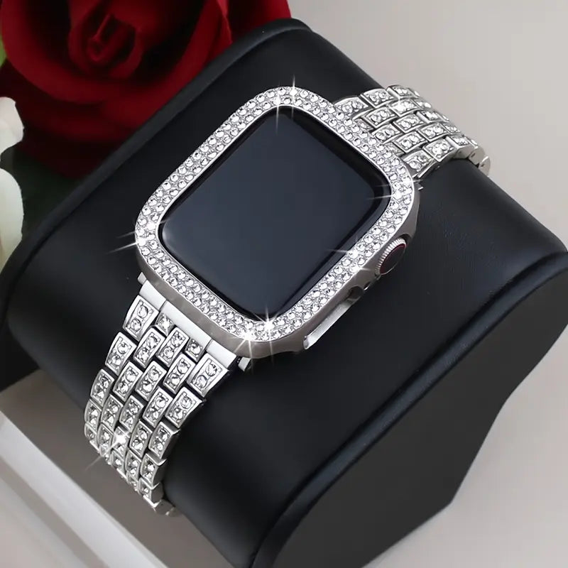 Sparkling Rhinestone Watch Band & Case Set