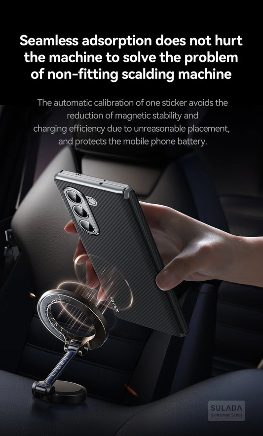 Galaxy Z Fold Series Luxury Carbon Fiber Magnetic Leather Case