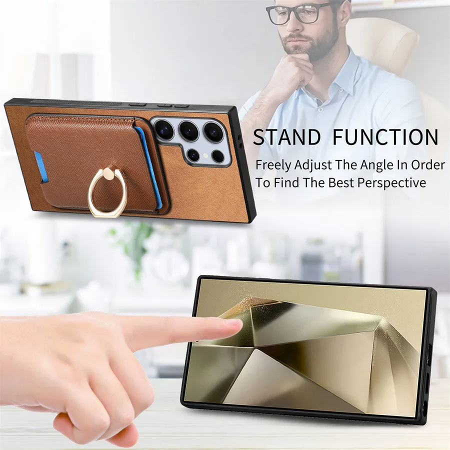 Galaxy S25 Ultra Detachable Leather Card Holder Case