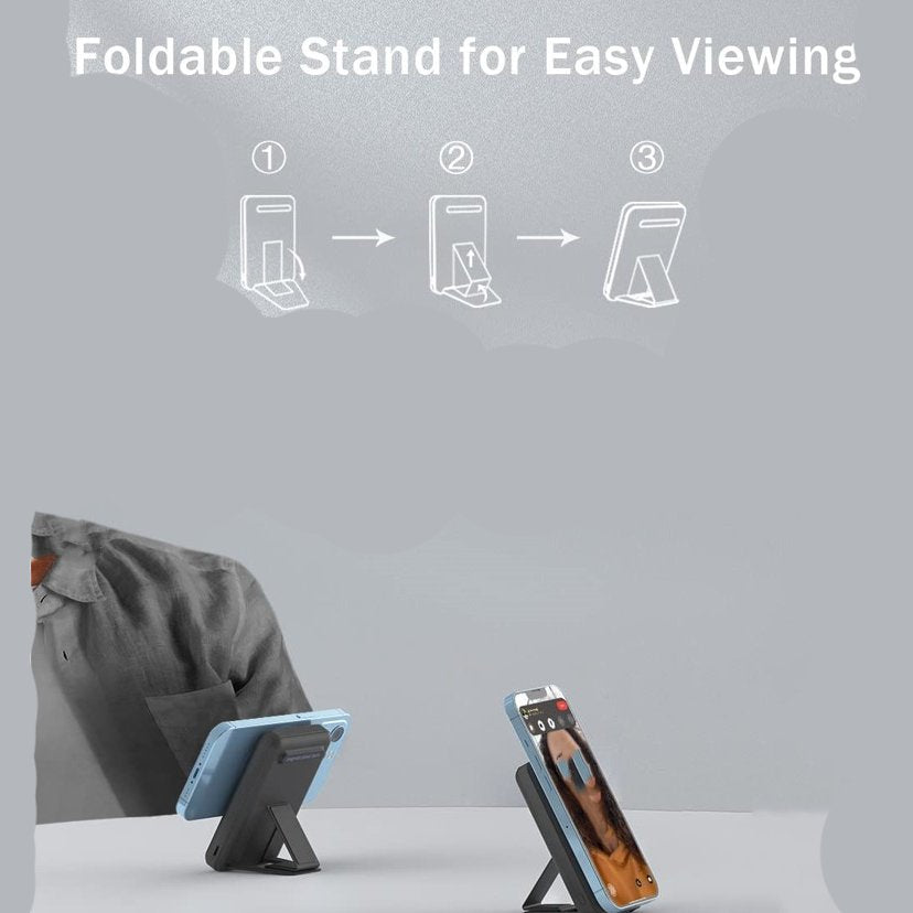 Wireless Slim Magnetic Power Bank  with Foldable Stand
