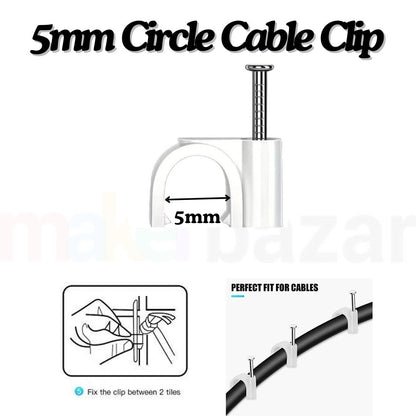 Circle Cable Clip with Metal Nail for Wire Management