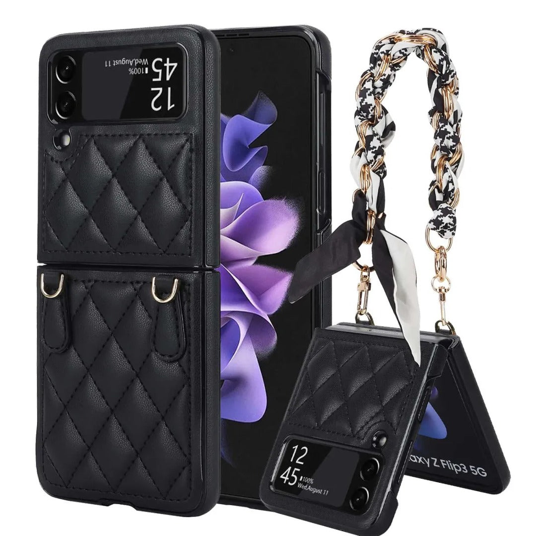 Stylish Silk Strap Chain Phone Case - Samsung