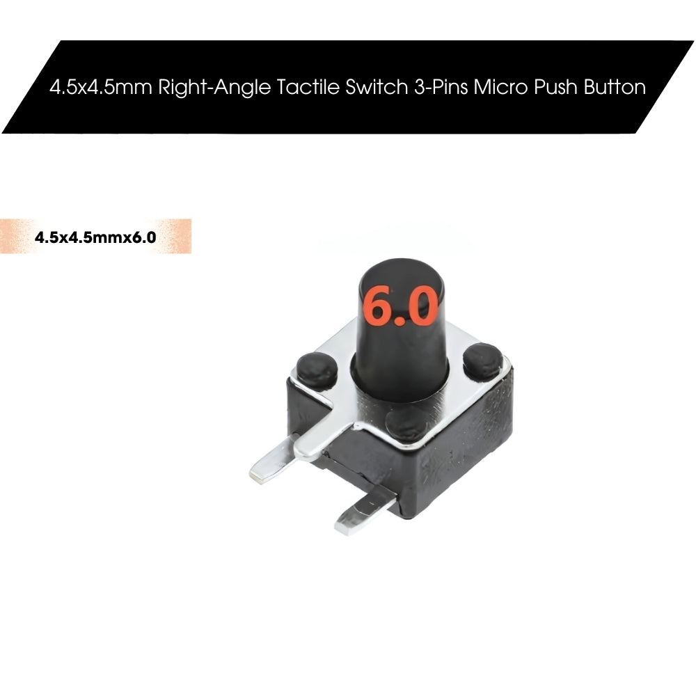 4.5x4.5mm Dip Right-Angle Tactile Switch 3-Pins Micro Push Button