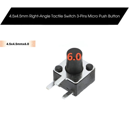 4.5x4.5mm Dip Right-Angle Tactile Switch 3-Pins Micro Push Button
