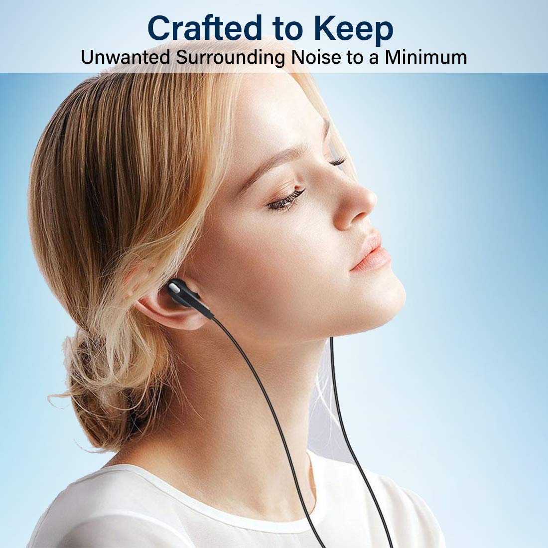 pTron Boom Lite in-Ear Wired Earphones with Stereo Sound, Dual Drivers, Ergonomic & Secure-fit, 1.2M Tangle-Free Braided Cable, Gold-Plated 3.5mm Audio Jack, in-line Mic & Volume Control - (Blue)