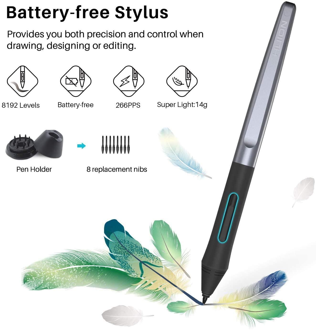 HUION Inspiroy H640P 6*4 inch Graphics Drawing Tablet with Battery-Free Stylus 8192 Pressure Sensitivity 6 Customized Hot Keys, Digital Pen Tablet for Linux, Mac, Windows PC and Android, Black