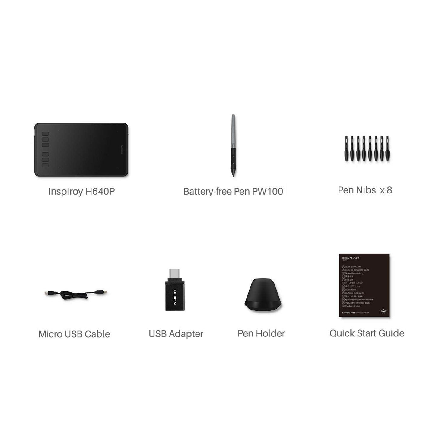 HUION Inspiroy H640P 6*4 inch Graphics Drawing Tablet with Battery-Free Stylus 8192 Pressure Sensitivity 6 Customized Hot Keys, Digital Pen Tablet for Linux, Mac, Windows PC and Android, Black
