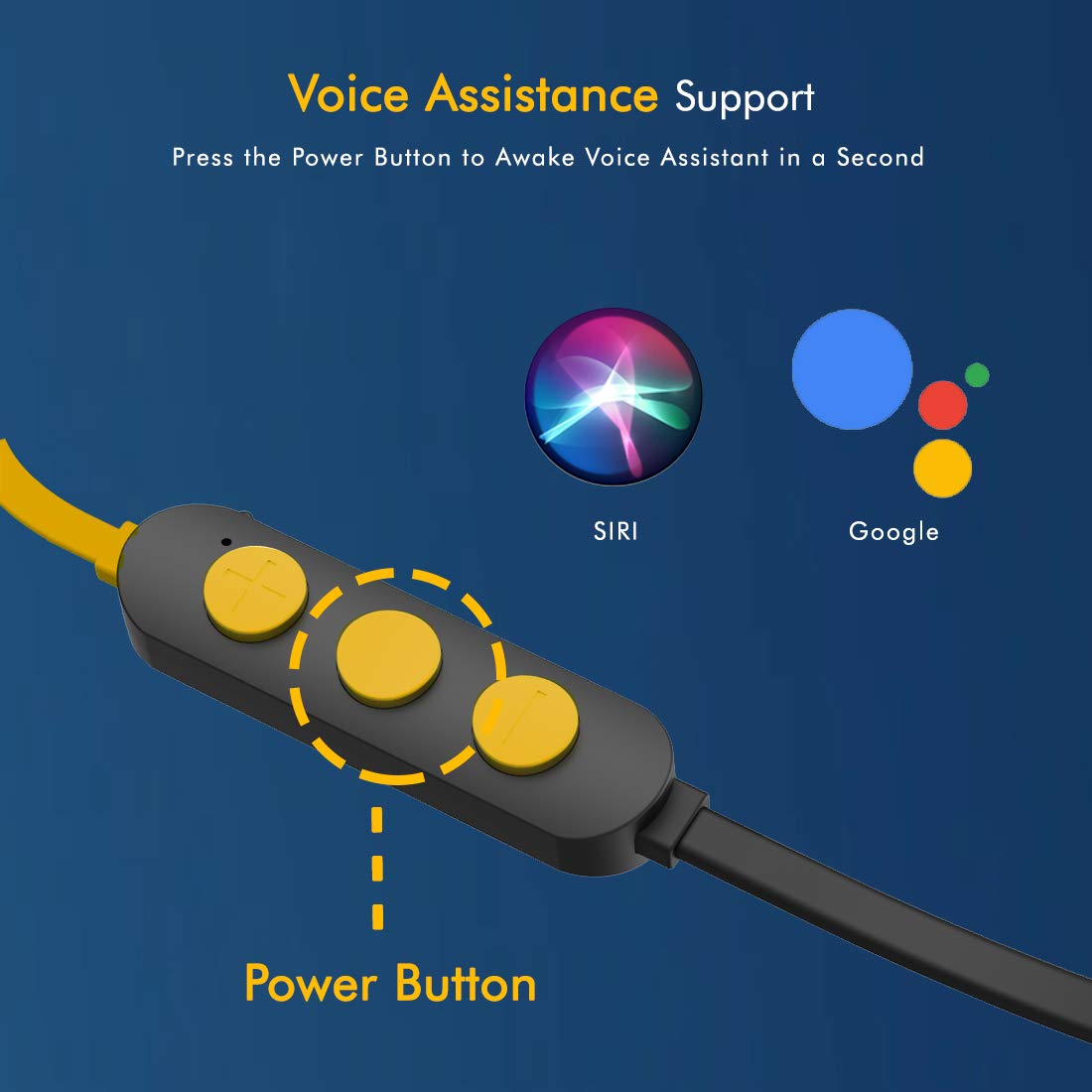 pTron Bassfest Plus Magnetic In-Ear Bluetooth 5.0 Wireless Headphones, Stereo Sound with Bass, IPX4 Water & Sweat Resistant, Voice Assistance, Ergonomic & Lightweight, Built-in Mic - (Black & Yellow)