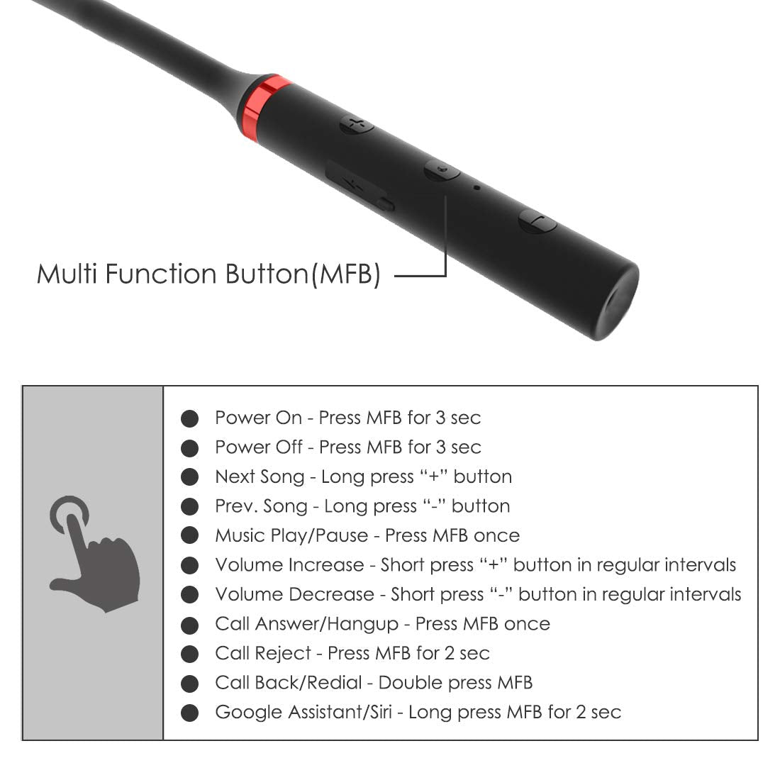 pTron Tangentbeat Magnetic In-Ear Wireless Bluetooth Headphones with Mic - (Black & Red)