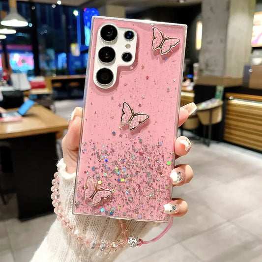 Starry Butterfly Handrope Phone Case - Samsung
