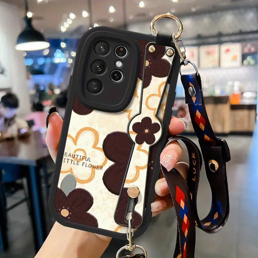 Floral Silicone Crossbody Case - Samsung