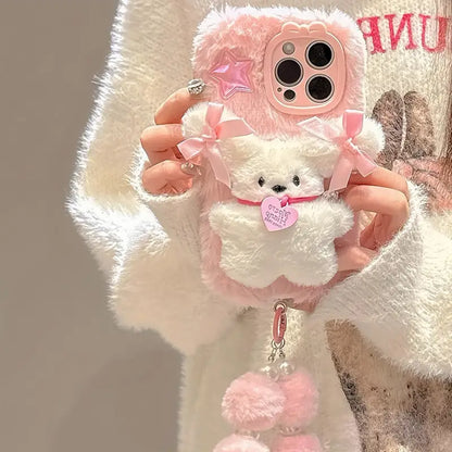 Elegant Bow Bear Plush Case
