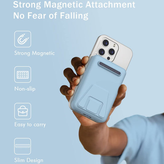 Wireless Slim Magnetic Power Bank  with Foldable Stand