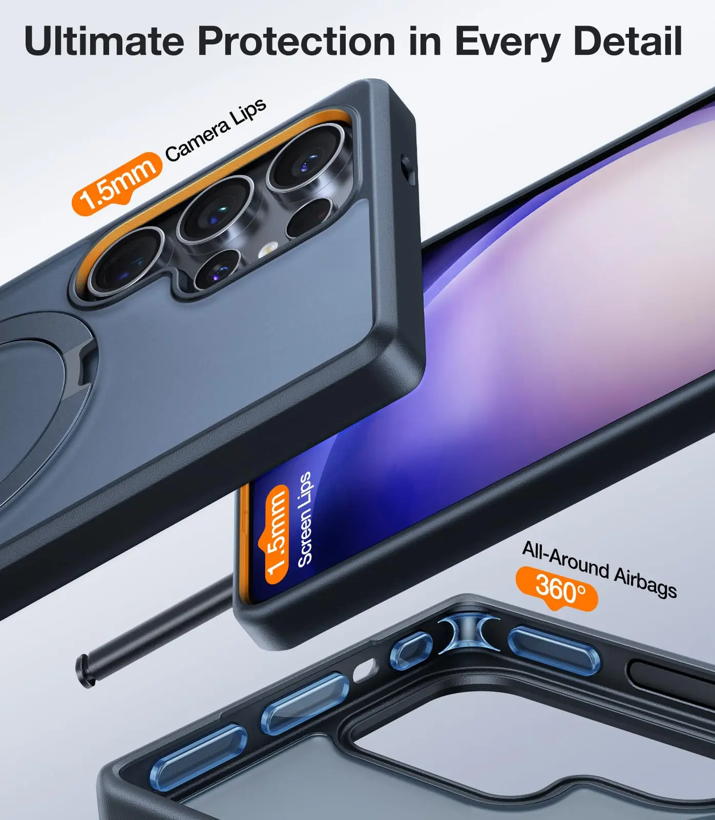 Galaxy S24 Ultra TORRAS Magnetic Stand Translucent Case