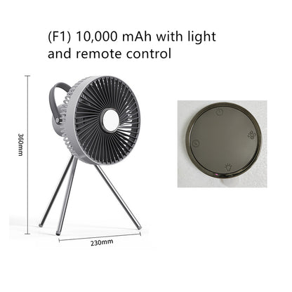 Outdoor Camping Fan Portable USB Rechargeable Camping Tent Tripod Fan Mini Hanging Ceiling Fan Stand Air Cooling Fan Lantern