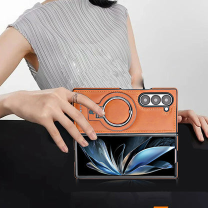 Galaxy Z Fold Series Luxury Ring Holder Leather Case