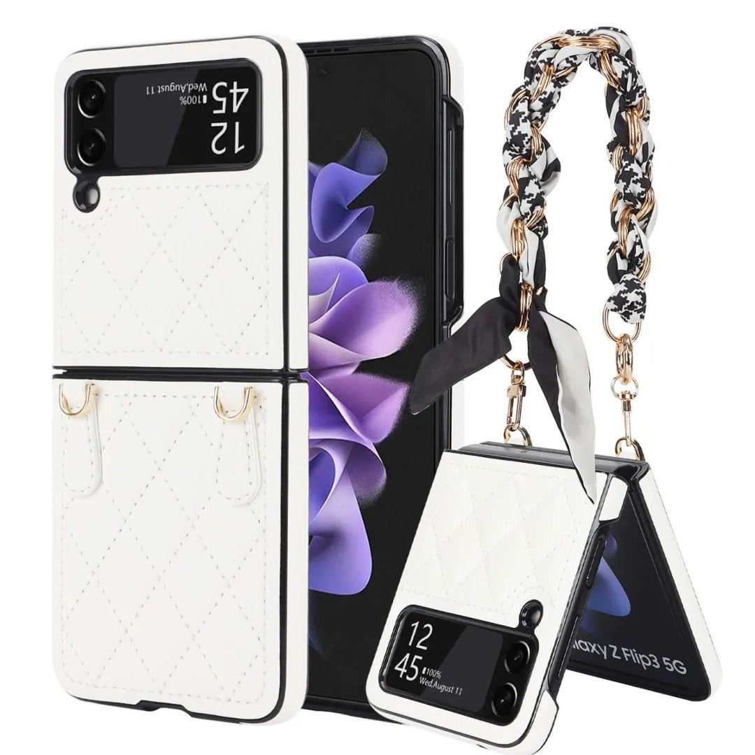 Stylish Silk Strap Chain Phone Case - Samsung