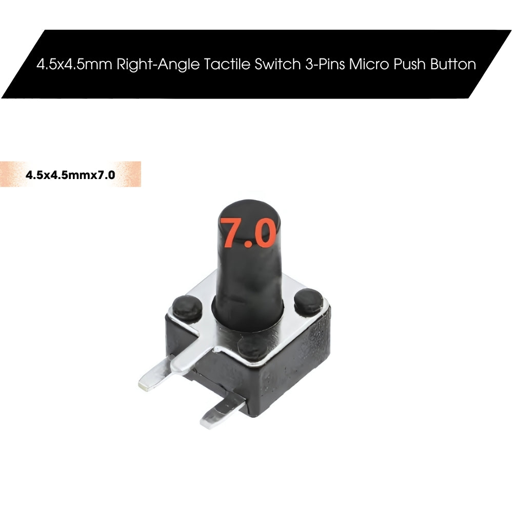 4.5x4.5mm Dip Right-Angle Tactile Switch 3-Pins Micro Push Button