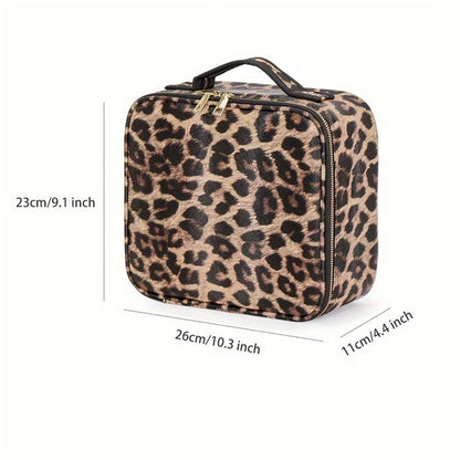 Leopard Glam LED Cosmetic Bag