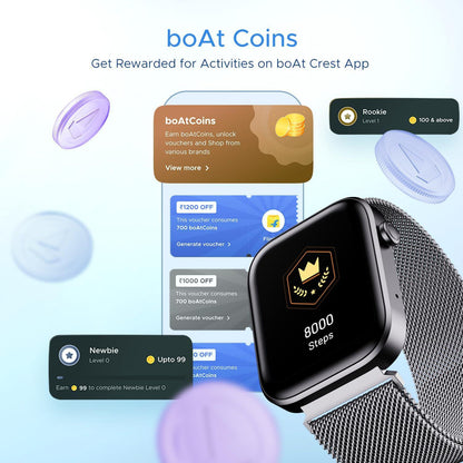 boAt Wave Call 2 with 1.83" HD Display, Advanced BT Calling, DIY Watch Face Studio, Coins, 700+Active Modes, Live Cricket Scores, Smart Watch for Men & Women(Silver Metal)