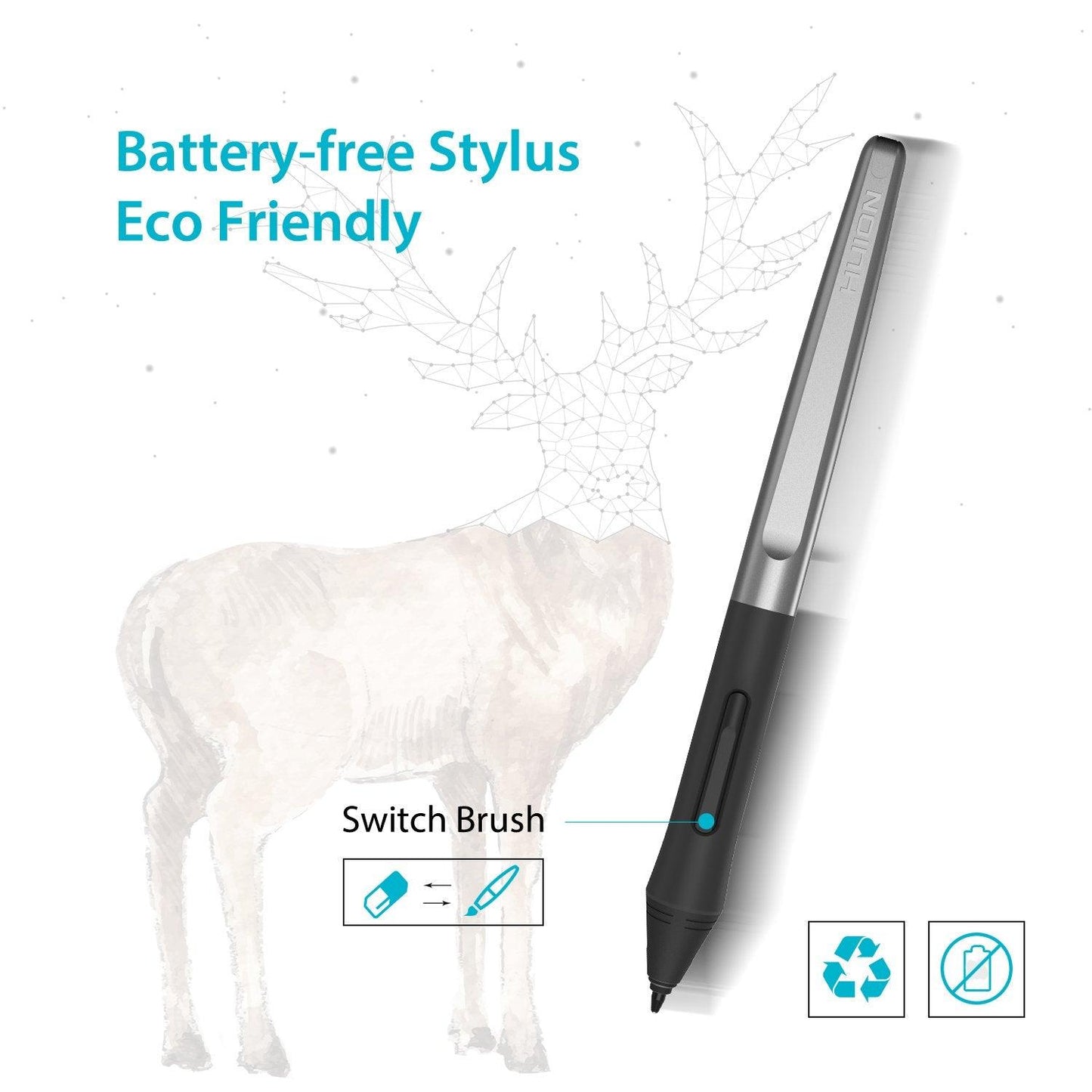 Huion PW100 Battery-Free Stylus Pen for Huion Drawing Graphics Tablet Inspiroy H640P H950P H1060P H1161 HS64 HS610 H320M H610Pro V2 H420X H580X H610X Writing Tablet