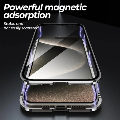 Dual Magnetic Metal Body Magsafe Glass Case - iPhone