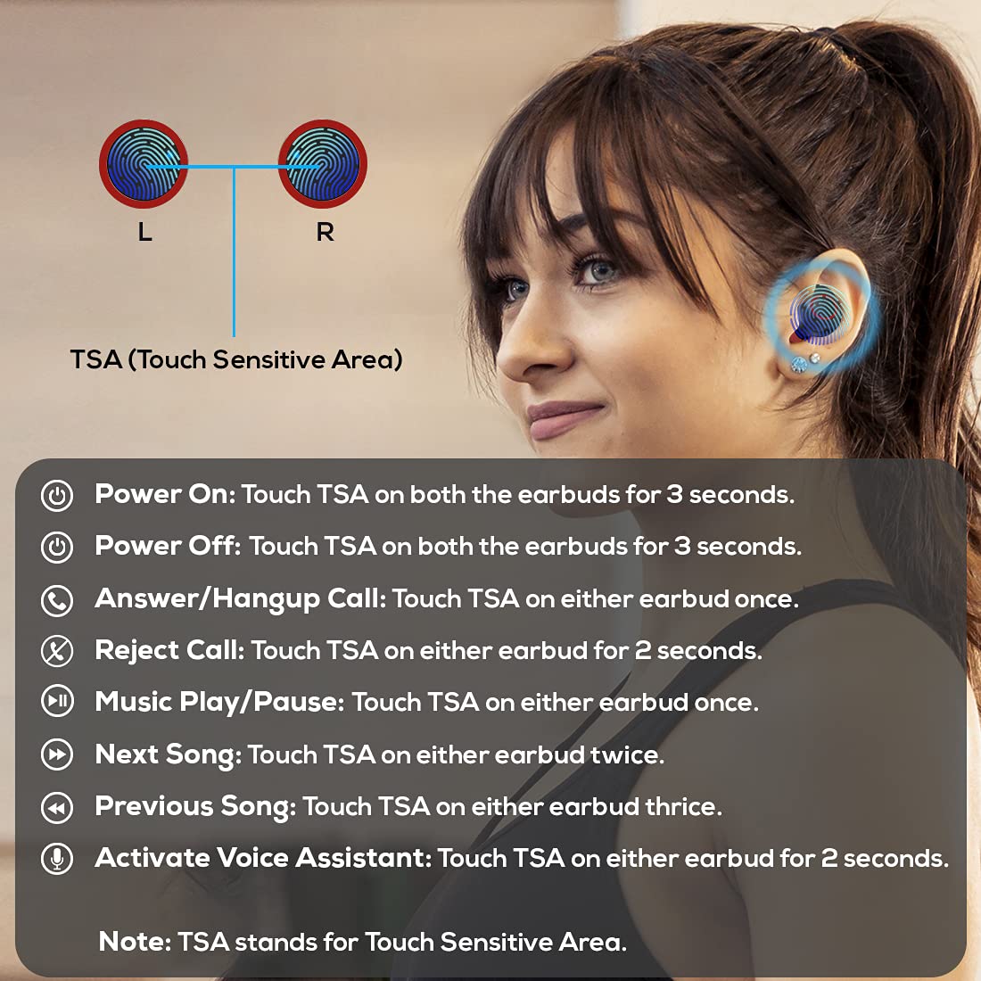 PTron Bassbuds Jets Bluetooth Truly Wireless In-Ear Headphone With Mic (Black and Red)