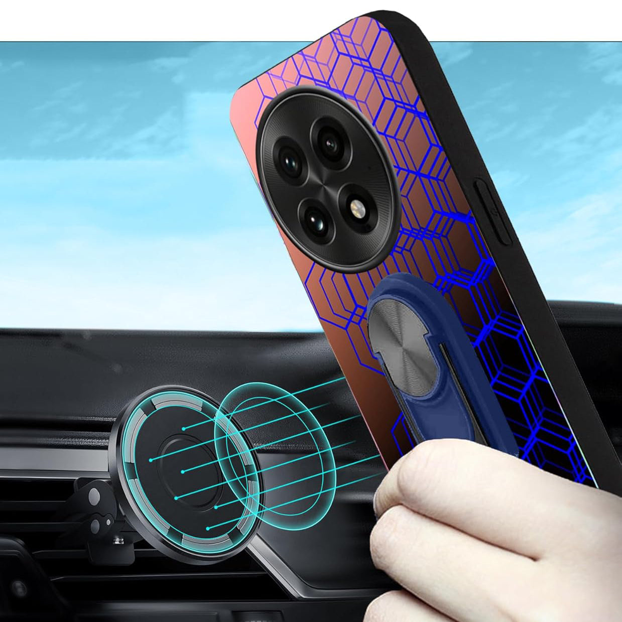 Blue Geometric Gradient Cube Case - OnePlus
