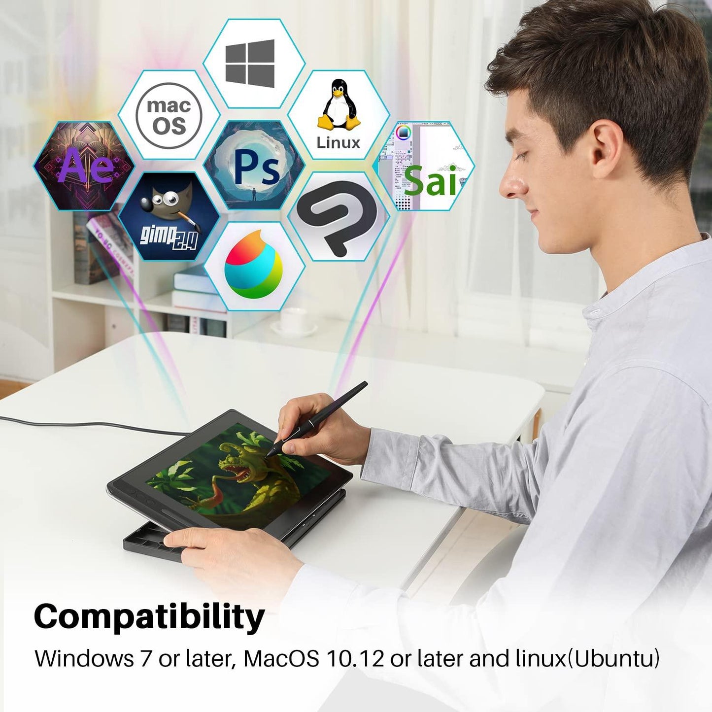 Huion KAMVAS Pro 12 Drawing Tablet with Screen Graphics Drawing Monitor Full-Laminated Pen Display with Battery-Free Pen and Adjustable Stand 8192 Pen Pressure(GT-116)