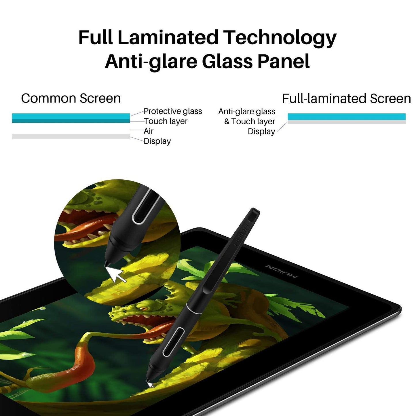 Huion KAMVAS Pro 12 Drawing Tablet with Screen Graphics Drawing Monitor Full-Laminated Pen Display with Battery-Free Pen and Adjustable Stand 8192 Pen Pressure(GT-116)