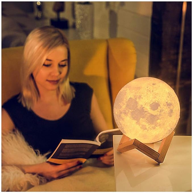 3D 7 Color Changeable Moon Night Lamp with Stand
