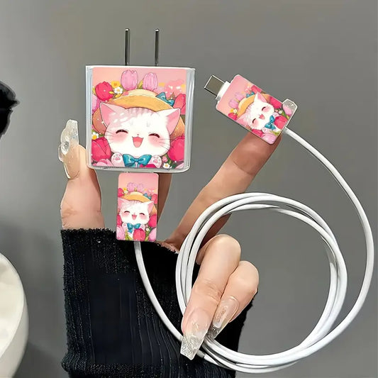 Whimsical Cat-Themed Charger Protector Kit