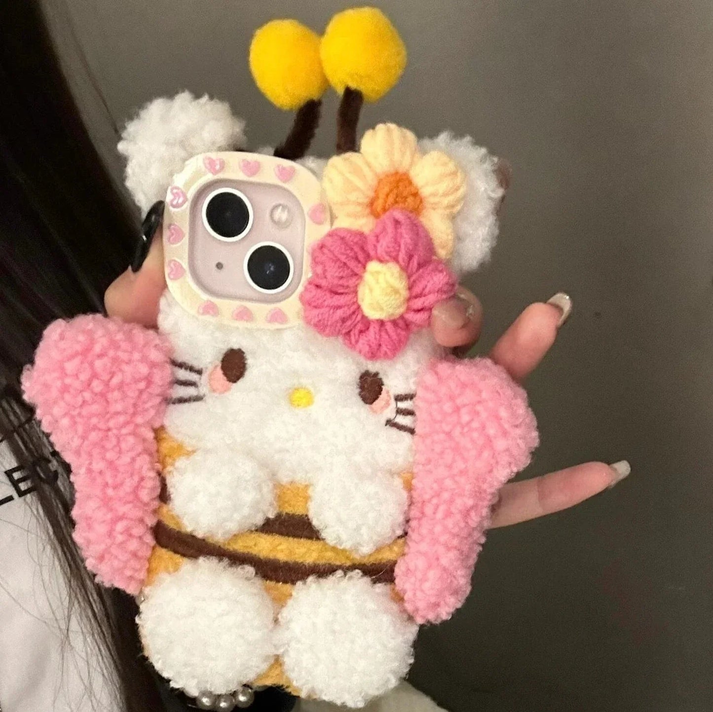 Hello Kitty Butterfly Fuzzy Phone Case