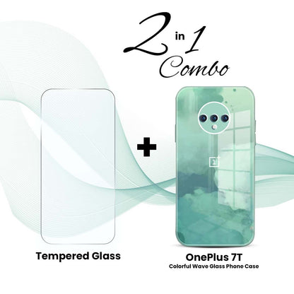 OnePlus (2 in 1 Combo) - Colorful Wave Glass Phone Case + Tempered Glass