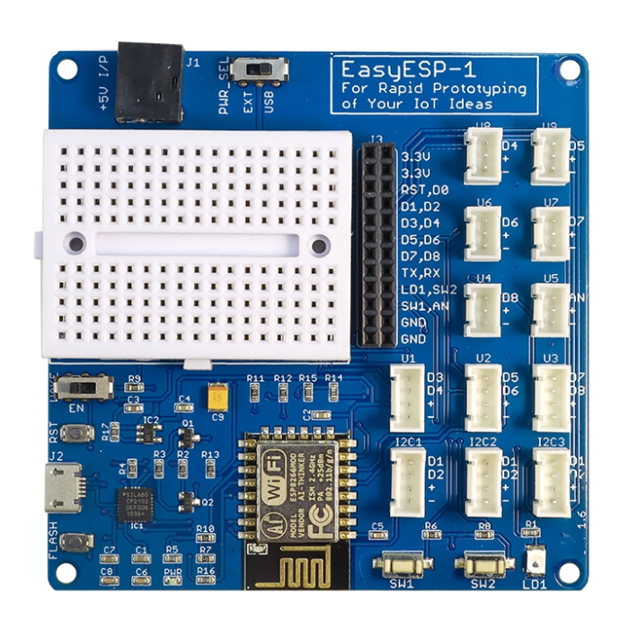 ELECROW EasyESP-1: Rapid Prototyping WiFi ESP8266 Experimenter Board - Easy Programming, GPIO Access, Breadboard