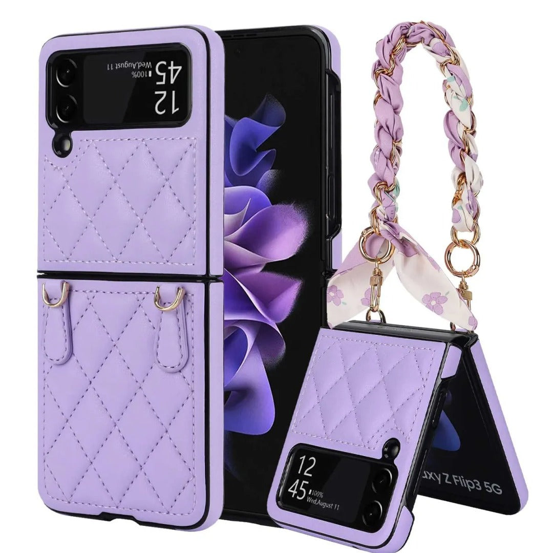 Stylish Silk Strap Chain Phone Case - Samsung
