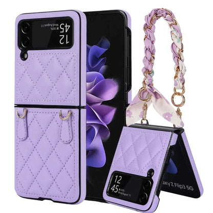 Stylish Silk Strap Chain Phone Case - Samsung