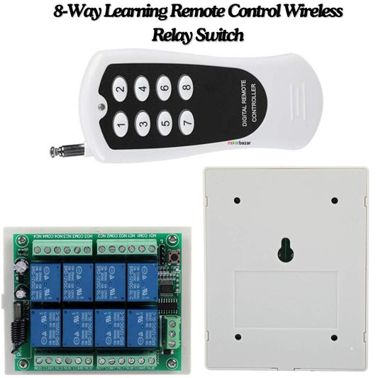 433Mhz 8-Way Learning Wireless Remote Control with Relay Switch Combo