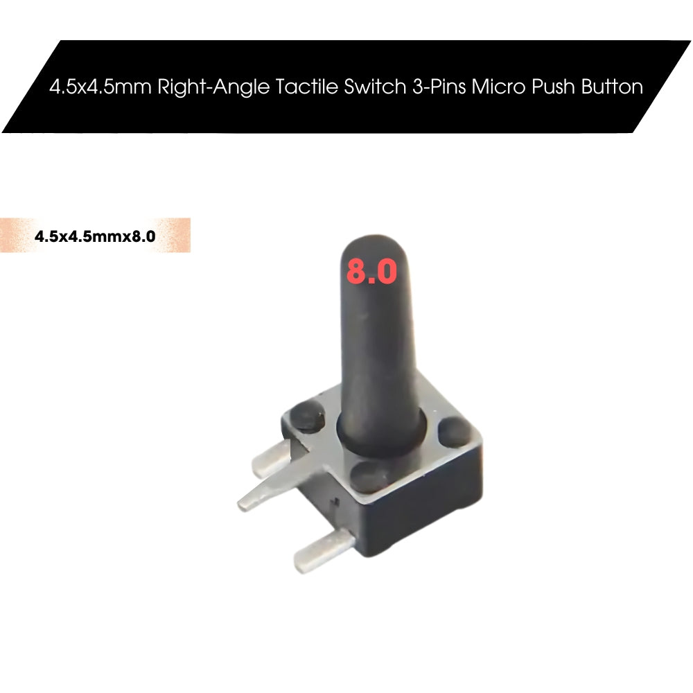 4.5x4.5mm Dip Right-Angle Tactile Switch 3-Pins Micro Push Button