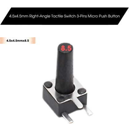 4.5x4.5mm Dip Right-Angle Tactile Switch 3-Pins Micro Push Button