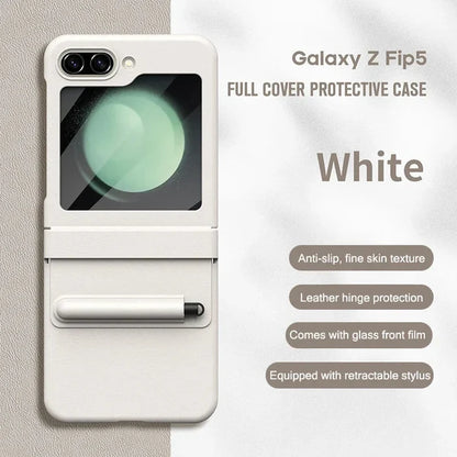 Galaxy Z Flip5 Grip Guard Solid Leather Protective Case