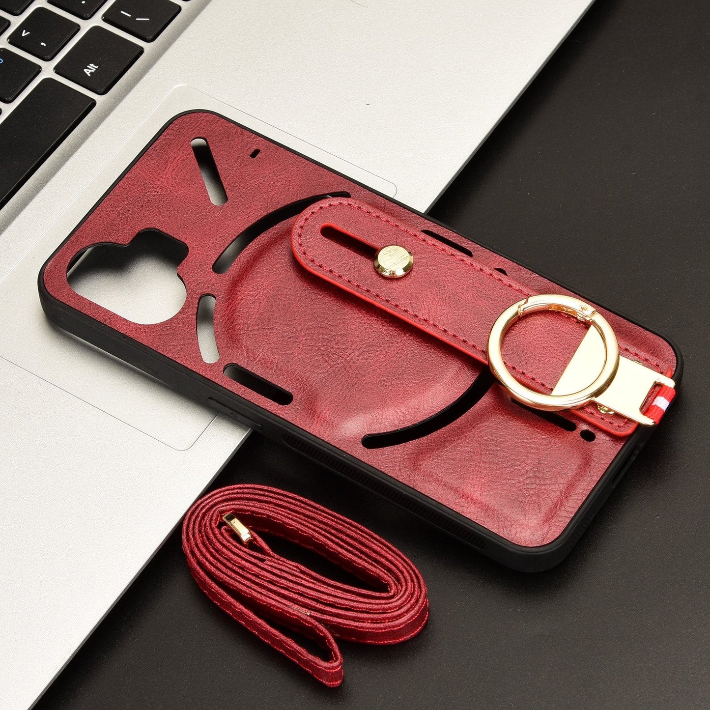 Deluxe Leather Anti-Slip Wrist Strap Case - Nothing