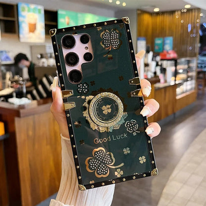 Lucky Clover Diamond Bracket Phone Case - Samsung