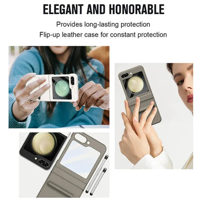 Galaxy Z Flip5 Grip Guard Solid Leather Protective Case